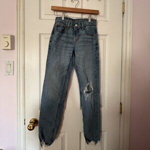 American Eagle Low Rise Slim Stretch Jeans, Distressed Hem